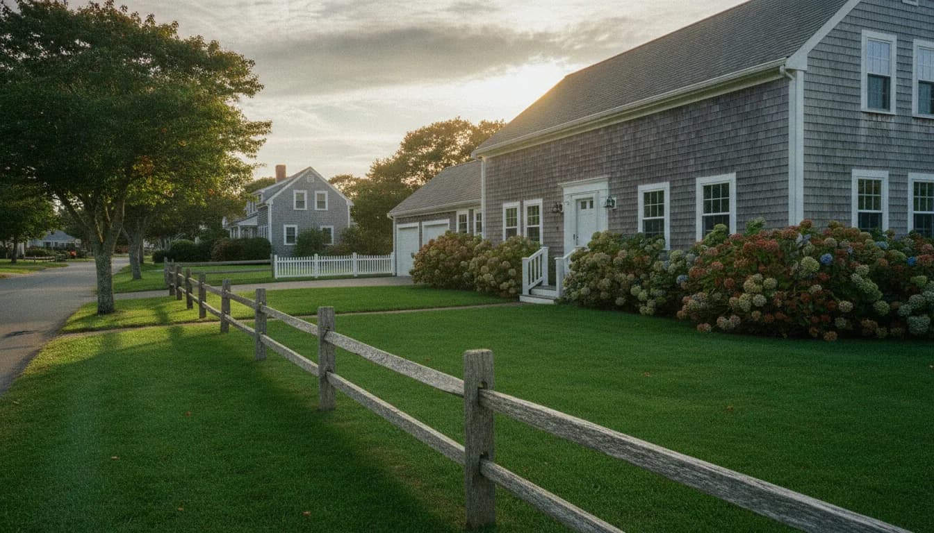 Freshly mulched beds and a mowed lawn at a Yarmouth, MA home