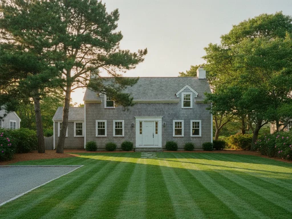 Healthy green lawn in front of a Cape Cod home